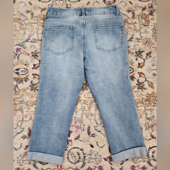 Time and Tru Light Blue Wash Denim Jeans Crop Stretch Straight Leg, sz 4 - Picture 2 of 10